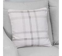 Sleepdown Printed Check Filled Cushion Soft Decorative Cotton Cushion for Home Decor Sofa Bedroom and Car - 45cm x 45cm - Natural