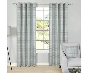 Sleepdown Printed Check Thermal Insulated Eyelet Curtains for Bedroom and Living Room - 66x72 - Green - 2 Panels
