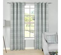 Sleepdown Printed Check Thermal Insulated Eyelet Curtains for Bedroom and Living Room - Green - 2 Panels, 2 x 90" x 72"