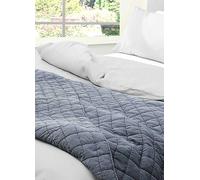 Sleepdown Quilted Waffle Throw Over Sofa Bed Super Soft Warm Cosy Luxury Blanket Bed Bedspread - Denim Blue - 200cm x 150cm,5056242894322
