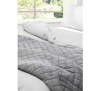 Sleepdown Quilted Waffle Throw Over Sofa Bed Super Soft Warm Cosy Luxury Blanket Bed Bedspread - Charcoal - 200cm x 150cm, Grey,5056242894308