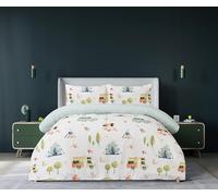 Sleepdown Reversible Camping Retreal Complete set -100% Polyester Microfibre, Super Soft, Green Colour Duvet Cover and 2 Pillowcase - 3 Pcs Bedding Set (King, 230 x 220 cm)