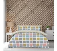 Sleepdown Reversible Crosshatch Check Duvet cover set -100% Polyester Microfibre, Super Soft, Multicolour with Popper Fastening Duvet Cover and 2 Pillowcase - 3 Pcs Bedding Set (King, 230 x 220 cm)