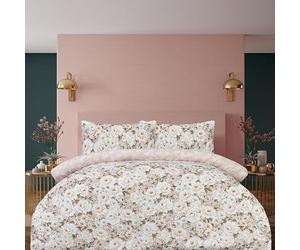 Sleepdown Reversible Elegant Blooms Complete Duvet cover set -100% Polyester Microfibre, Super Soft, Blush Colour Duvet Cover and 1 Pillowcase - 2 Pcs Bedding Set (Single, 135 x 200 cm)