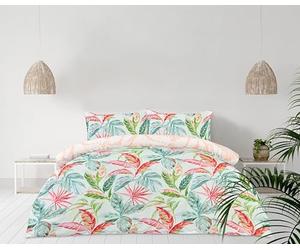 Sleepdown Reversible Exotic Palms Duvet cover set -100% Polyester Microfibre, Super Soft, MultiColour Duvet Cover and 2 Pillowcase - 3 Pcs Bedding Set (King, 230 x 220 cm)