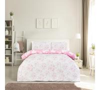 Sleepdown Reversible Floral Toile Duevt set -100% Polyester Microfibre, Super Soft, Pink Colour Duvet Cover and 2 Pillowcase - 3 Pcs Bedding Set (Double, 200 x 200 cm)