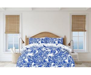 Sleepdown Reversible Hawaiian Tropic Duvet cover set -100% Polyester Microfibre, Super Soft, Blue Colour Duvet Cover and 1 Pillowcase - 2 Pcs Bedding Set (Single, 135 x 200 cm)