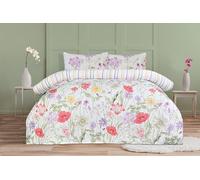 Sleepdown Reversible Wild Flowers Duvet cover set -100% Polyester Microfibre, Super Soft, Multicolour with Popper Fastening Duvet Cover and 2 Pillowcase - 3 Pcs Bedding Set (Double, 200 x 200 cm)