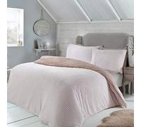 Sleepdown Ribbed Sparkle Glitter Fleece Blush Reversible Soft Duvet Cover Quilt Bedding Set with Pillowcases-King (220cm x 230cm)