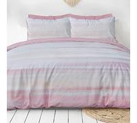 Sleepdown Ribbed Velvet Inky Wash Blush Pink Plain Reverse Duvet Cover Quilt Pillow Case Bedding Set Soft Easy Care - Single (135cm x 200cm),5056242893837