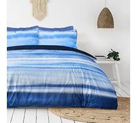 Sleepdown Ribbed Velvet Inky Wash Navy Blue Plain Reverse Duvet Cover Quilt Pillow Cases Bedding Set Soft Easy Care - King (230cm x 220cm)