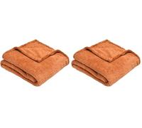 Sleepdown Rust Orange Super Soft Teddy Fleece Throw Over Sofa Super Soft Warm Cosy Bed Blanket Bedspread - 125cm x 150cm, 5056557514519 (Pack of 2)
