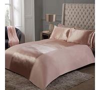 Sleepdown Satin Stripe Champagne Panel Band Luxury Soft Cosy Plain Reverse Duvet Cover Quilt Bedding Set with Pillowcases - Super King (220cm x 260cm) 5056242800675