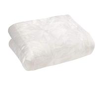 Sleepdown Sequin Leaf Floral Oyster Off White Panel Band Luxury Throw Over Sofa Bed Super Soft Warm Cosy Large Blanket, Polyester & Cotton, Bedspread 150cm x 200cm