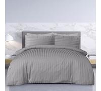 Luxury Satin Stripe Reversible Duvet Cover Quilt Bedding Set with Pillowcase Smart Living Grey Single