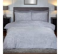 Sleepdown Sparkle Teddy Fleece Thermal Warm Cosy Super Soft Duvet Cover Quilt Bedding Set with Pillow Cases-Double (200cm x 200cm) -Grey, Polyester
