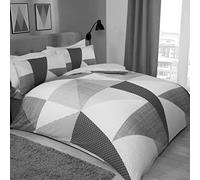 Sleepdown Splice Geometric Mono Black White Soft Easy Care Duvet Cover Quilt Bedding Set with Pillowcases - King (230cm x 220cm)