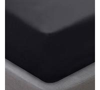 Sleepdown Super Soft Plain Dye Fitted Sheet Thermal Warm Cosy Bedsheet Bed Linen - Microfiber - Super King - Black