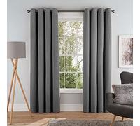 Sleepdown Super Soft Teddy Fleece Eyelet Lined Curtains for Bedroom and Living Room - 66"x54" - Grey - 2 Panels