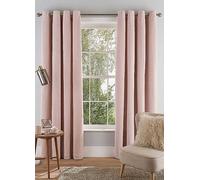 Sleepdown Super Soft Teddy Fleece Pair of Eyelet Lined Curtains Blush