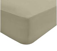 Sleepdown Taupe Plain Fitted Sheet Non-Iron 180 Thread Count Percale Poly Cotton Easy Care 25cm Deep Pocket Bedsheet Bed Linen - Single, King