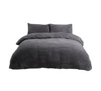 Sleepdown Teddy Fleece Duvet Cover Quilt Bedding Set with Pillow Cases