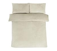 Sleepdown Teddy Fleece Duvet Cover Quilt Bedding Set with Pillow Cases Thermal Warm Cosy Super Soft-Double-Stone, Polyester