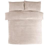 Sleepdown Teddy Fleece Duvet Cover Quilt Bedding Set with Pillow Cases Thermal Warm Cosy Super Soft - King - Natural Ivory