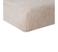 Sleepdown Teddy Plain Thermal Warm Cosy Super Soft Bedsheet Bed Linen-90cm x 200cm-Natural, Fleece, Natural, Fitted Sheet 90 x 200 x 32 cm