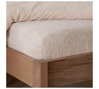 Sleepdown Teddy Fleece Fitted Sheet Plain Thermal Warm Cosy Super Soft Bedsheet Bed Linen - Natural - Super King