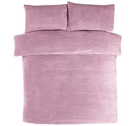 Sleepdown Teddy Fleece Mauve Thermal Warm Cosy Super Soft Duvet Cover Quilt Bedding Set with Pillow Case - Single (135cm x 200cm)
