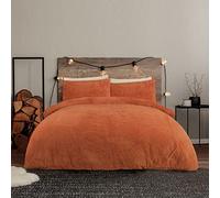 Gr8 Home Sleepdown Rust Orange Teddy Fleece Duvet Quilt Cover Pillow Case Set Bedding Double