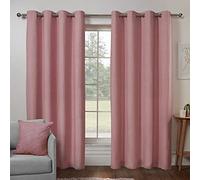 Sleepdown Textured Print Eyelet Curtains Lined Curtains for Bedroom and Living Room 66 x 54 Inch Blush 2 Panels, Blush Pink, 5056242839484