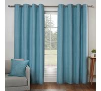 Sleepdown Textured Print Eyelet Curtains Lined Curtains for Bedroom and Living Room 90 x 72 Inch Duck Egg 2 Panels, 5056242839439