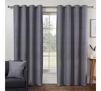 Sleepdown Textured Print Eyelet Curtains Lined Curtains for Bedroom and Living Room Charcoal Grey,2x 66" x 72",5056242839255