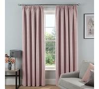 Sleepdown Textured Rib Weave Pencil Pleat Blackout Lined Curtains Thermal Insulated for Bedroom and Living Room 46 x 72 Inch Blush 2 Panels