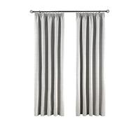 Sleepdown Textured Rib Weave Pencil Pleat Blackout Lined Curtains Thermal Insulated for Bedroom and Living Room, Grey, 2 Panels, 66 x 90 Inch