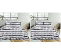 Sleepdown Tie Dye Geo Mono Black White Reversible Duvet Cover Quilt Tassel Pillow Case Bedding Set Soft Easy Care - Single (135cm x 200cm) (Pack of 2)