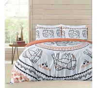 Printed Reversible Polycotton Tribal Elephant Duvet Cover With Pillowcases Smart Living Burnt Orange Double