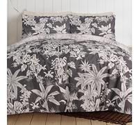 Sleepdown Tropical Monkey Black Natural Reversible Duvet Cover Quilt Bedding Set with Pillowcases Soft Easy Care Bed Linen - Super King (260cm x 200cm)
