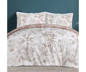 Sleepdown Tropical Monkey Reversible Duvet Cover Quilt Bedding Set with Pillowcases Soft Easy Care Bed Linen - King (230cm x 220cm), Beige (5056557511839)