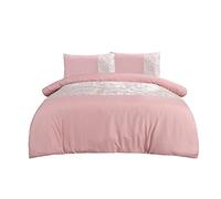 Sleepdown Velvet Cuff Bedding Set - Blush - Double Duvet Cover and Pillowcase, 5056242740513