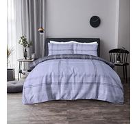 Sleepdown Waffle Grey Check Reversible Duvet Cover Quilt Pillow Case Bedding Set Soft Easy Care - Single (135cm x 200cm)