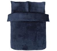 Sleepdown Waffle Teddy Fleece Navy Blue Warm And Cosy Reversible Soft Duvet Cover Quilt Bedding Set With Pillowcases - Double (200cm x 200cm), 5056242753964