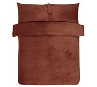 Sleepdown Waffle Teddy Fleece Rust Burnt Orange Warm And Cosy Reversible Soft Duvet Cover Quilt Bedding Set With Pillowcases - Super King (260cm x 230cm)