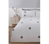 Sleepdown White Embroidered Tufted Polka Dot Circles Duvet Cover Set Green