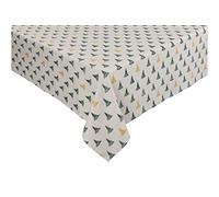 Sleepdown Winter Pine Trees Tablecloth Metallic Detail 100% Cotton Fabric Table Cloth Cover Rectangular - Natural - 152x259cm (60x102in)