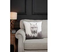 Sleepdown Wolf Panel Filled Cushion Bedroom Livingroom Accessory - 45cm x 45cm - Grey