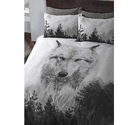 Sleepdown Wolf Panel Duvet Cover Set Green