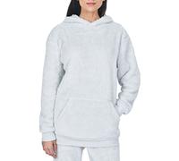 Sleepdown Women's Blush Ladies Luxury Teddy Fleece Hoodie Sweatshirt Hooded Top Fluffy Warm Soft Cosy Pullover Jumper, Grey, M